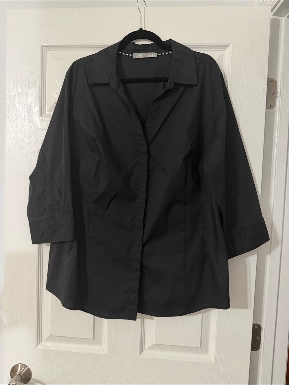 Lee Black Button-Front Cotton Blend Shirt